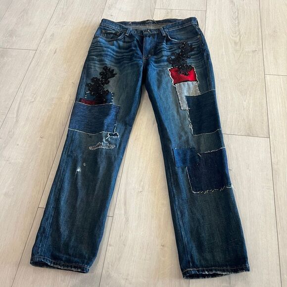 Lauren Ralph Lauren Petite Patchwork Mid-Rise Jeans size 8 - Picture 1 of 10